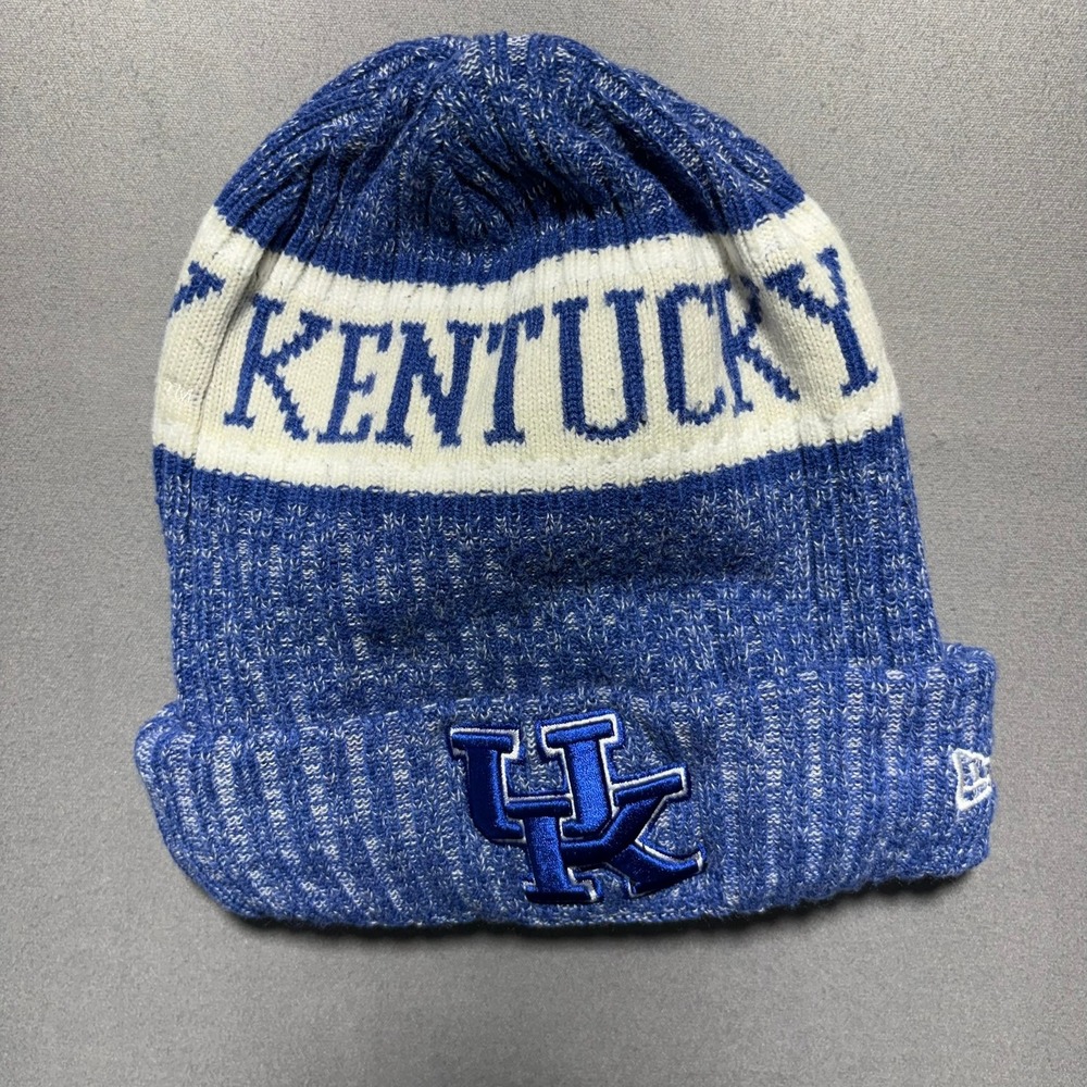 New Era Kentucky Wildcats Blue White Marled Knit Fleece Lined Cuffed Beanie Hat